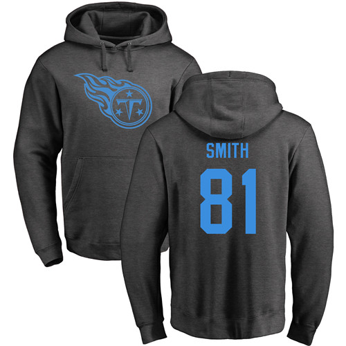 Tennessee Titans Men Ash Jonnu Smith One Color NFL Football #81 Pullover Hoodie Sweatshirts